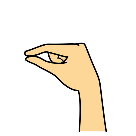 hand gesture, pinch in, holding something, picking, illustrationの写真素材