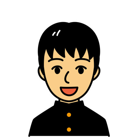 boy student, Japanese school uniform, vector illustrationのイラスト素材