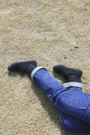 Legs_grass_sleepの写真素材