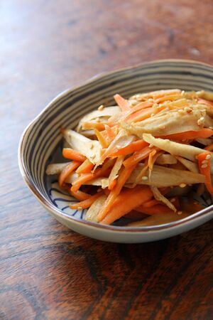 Japanese foodCarrot and burdock of cuisineの写真素材