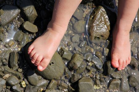 Wading children's feetの写真素材