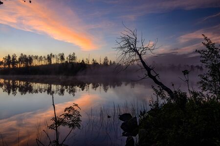 Karelia, p. Gridino, sunsetの写真素材
