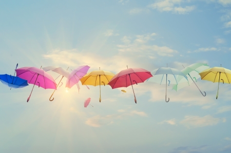 different color umbrellas の写真素材