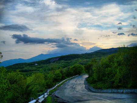 Mountain a fog the sky a stone     の写真素材