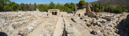 picturesque ruins of an ancient Minoan palace, Crete, Greece, the history of Europeのeditorial素材