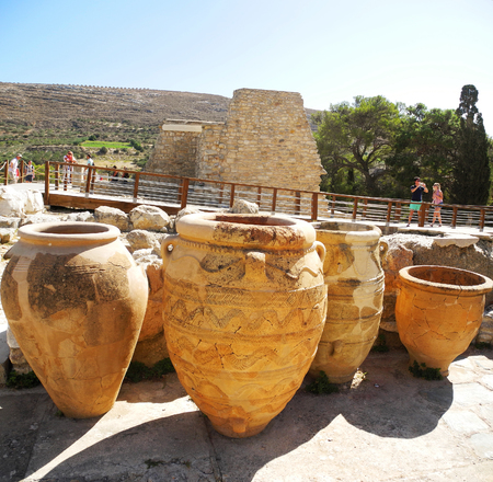 picturesque ruins of an ancient Minoan palace, Crete, Greece, the history of Europeのeditorial素材