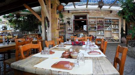 restaurant cafe tavern Crete national food greeceのeditorial素材