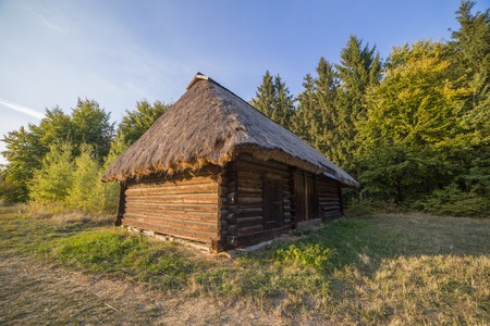 old ethnic Ukrainian village in autumnの写真素材