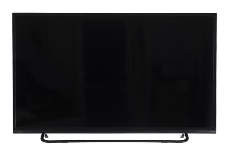 Frontal view of widescreen internet tv monitor isolated on white background