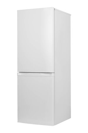 New Refrigerator Isolated on White Background. Modern Kitchen and Domestic Major Appliancesの写真素材