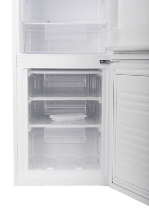 New Refrigerator Isolated on White Background. Modern Kitchen and Domestic Major Appliancesの写真素材