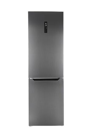 New Refrigerator Isolated on White Background. Modern Kitchen and Domestic Major Appliancesの写真素材