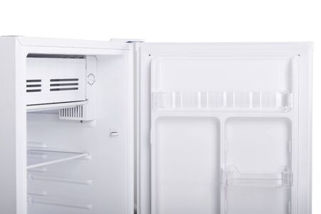 New Refrigerator Isolated on White Background. Modern Kitchen and Domestic Major Appliancesの写真素材