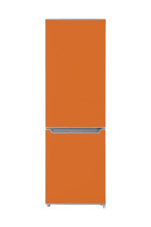 New orange refrigerator Isolated on White Background. Modern Kitchen and Domestic Major Appliancesの写真素材