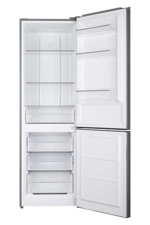New Refrigerator Isolated on White Background. Modern Kitchen and Domestic Major Appliancesの写真素材