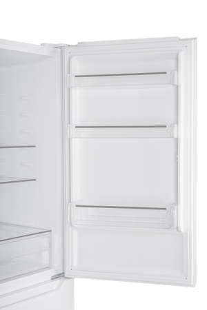 New Refrigerator Isolated on White Background. Modern Kitchen and Domestic Major Appliancesの写真素材