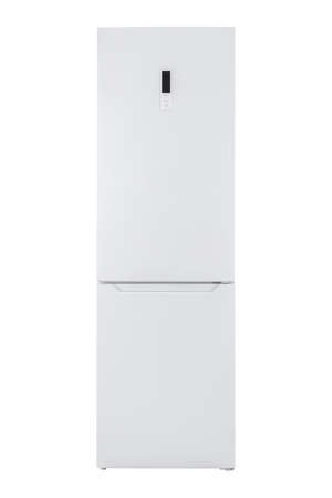 New Refrigerator Isolated on White Background. Modern Kitchen and Domestic Major Appliancesの写真素材