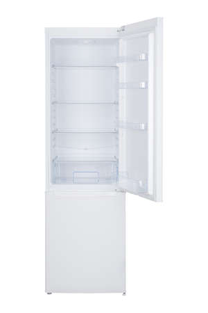New Refrigerator Isolated on White Background. Modern Kitchen and Domestic Major Appliancesの写真素材
