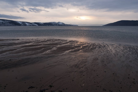 Northern pacific coast winter evening viewの写真素材