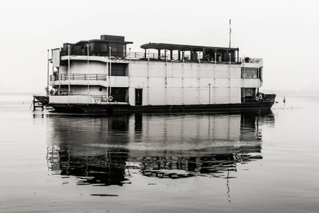 Old abandoned ship on the lakeの写真素材