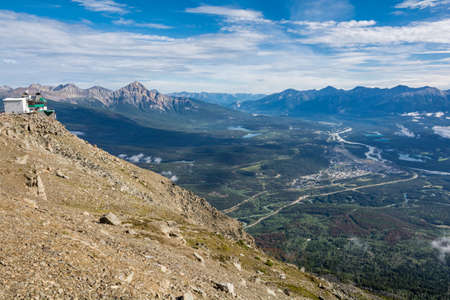 beautiful birds-eye view. the beauty of the mountains. Canadian mountains, clouds.の写真素材