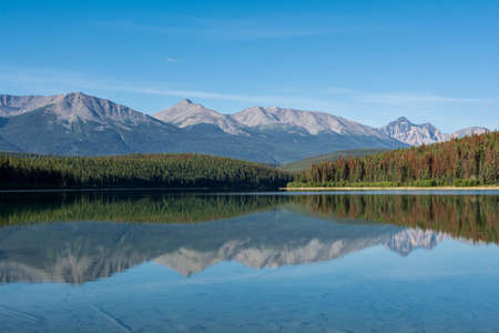 A beautiful lake. Clear water of a mountain lake. Pyramid Mountain at Pyramid Lakeの写真素材