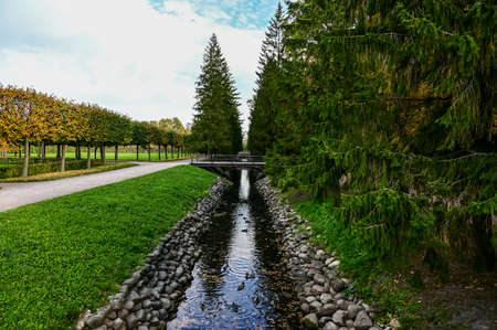 Fish Canal Catherine Palace. small canal in the parkの写真素材
