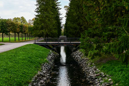 Fish Canal Catherine Palace. small canal in the parkの写真素材