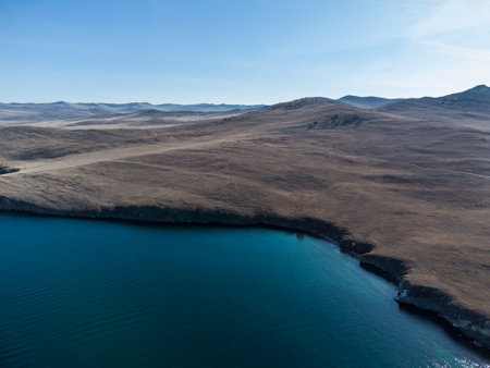 Lake Baikal. the steppes of Olkhon. Warm autumn days.の写真素材