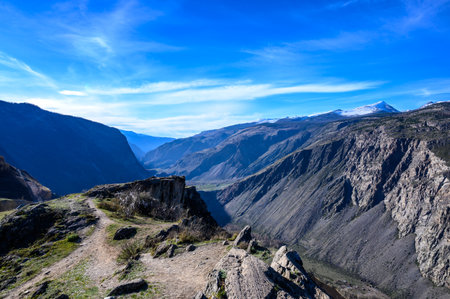 Picturesque view from the Katu-Yaryk pass to the Chulyshman River valley