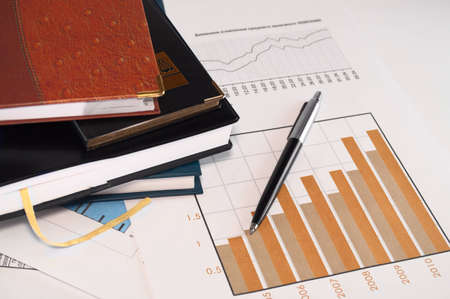 Notepads, the pen and business schedules close-upの写真素材