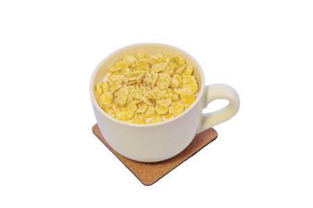 cup with corn flakesの写真素材