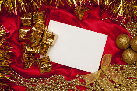 background of christmas decoration with a cardの写真素材