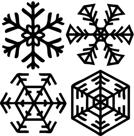 Four different snow flakesのイラスト素材