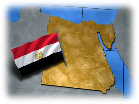 Egypt country with its flag on a white edgeの写真素材