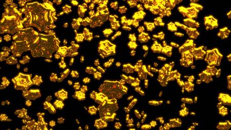 Raining Lots of Big and Chubby Golden Six Branchs Stars with a Black Background