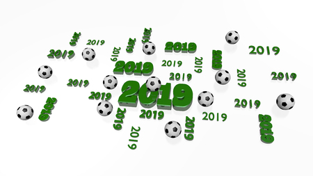 Several Football 2019 Designs with Some Balls on a White Background