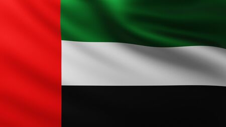 Large Flag of United Arab Emirates background in the wind with wave patternsの写真素材
