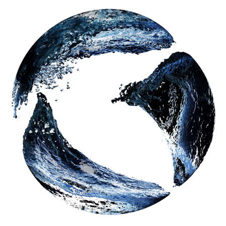 Three Liquid Waves like a sphere with a White Backgroundの写真素材