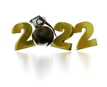 Military Hand Grenade 2022 Title with a White Backgroundの写真素材