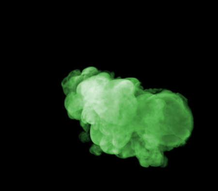 Bottom View of Wispy and Swirly Green Toxic Smoke cloud with a black backgroundの写真素材