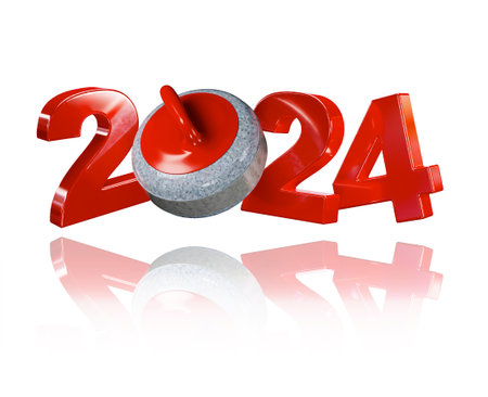 Curling stone 2024 Design with a White Backgroundの写真素材