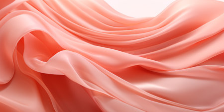 Soft silk with many large fold waves into a fresh Peach color backgroundの素材