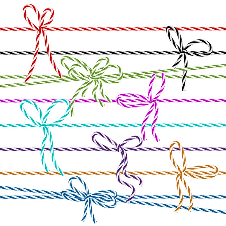Collection of multicolored bows in twine styleのイラスト素材