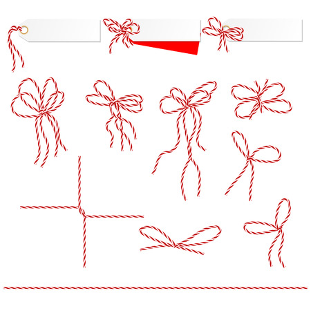 Collection of ribbons ahd bows in twine style can used as elements of your designのイラスト素材
