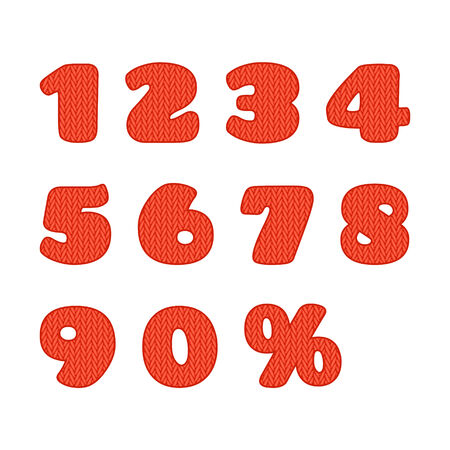 Set of red knitted numbers for your designのイラスト素材