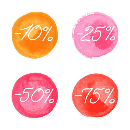 Collection of sale icons in watercolor style for your designのイラスト素材