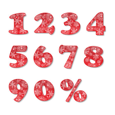 Red Christmas numbers set can used as elements of your designのイラスト素材