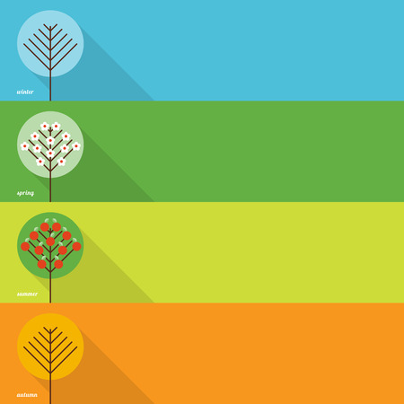 Collection of four seasons banners in flat styleのイラスト素材