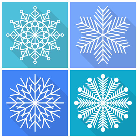 Collection of snowflakes icons in flat styleのイラスト素材